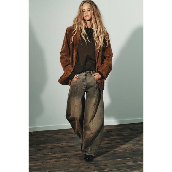 ZARA TRF OVERSIZE LOW-RISE JEANS - Picture 2 of 10